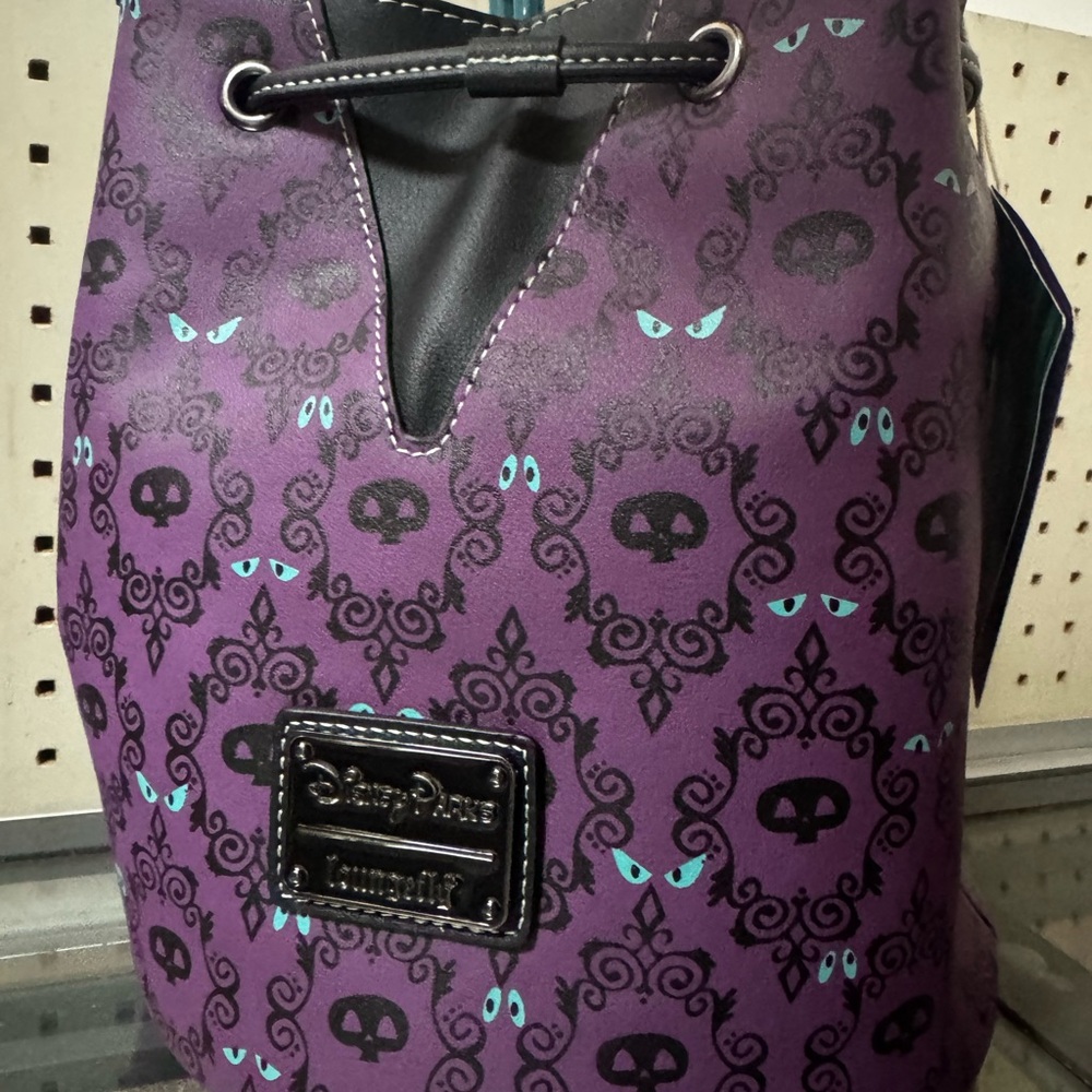 Disney Parks Loungefly Haunted Mansion Glow In The Dark Wallpaper Bucket Bag